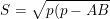 \small S=\sqrt{p(p-AB)(p-AC)(p-BC)}